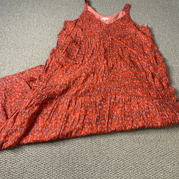 Joie Womens Dress Size Medium Red/Pink Ikat Print Sleeveless‎ Maxi Tiered Boho - Picture 1 of 14